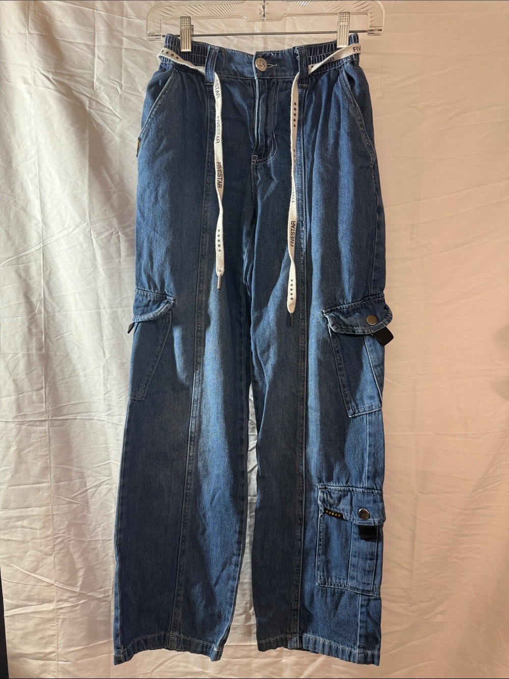 Five Star Blue Denim Cargo Pants with Utility Pockets